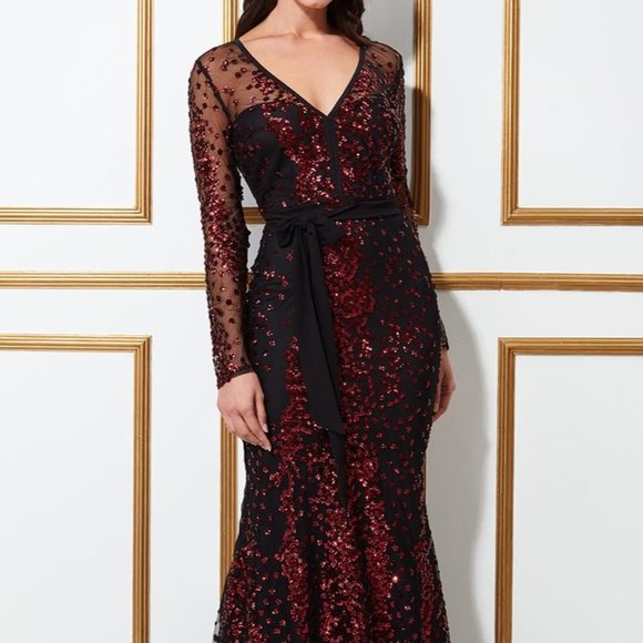 Goddiva Dresses & Skirts - Elegant Black and Red Sequin Dress